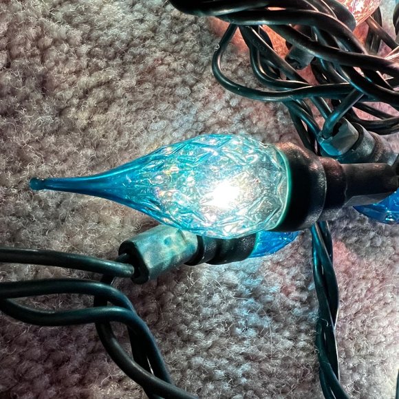 Blue White String Lights Cone Globe LED 2 Sets Christmas Deck Camping Indoor Out - Picture 3 of 9